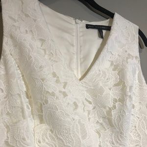 WHBM White Flower/Lacy VNeck Sleeveless Midi Dress